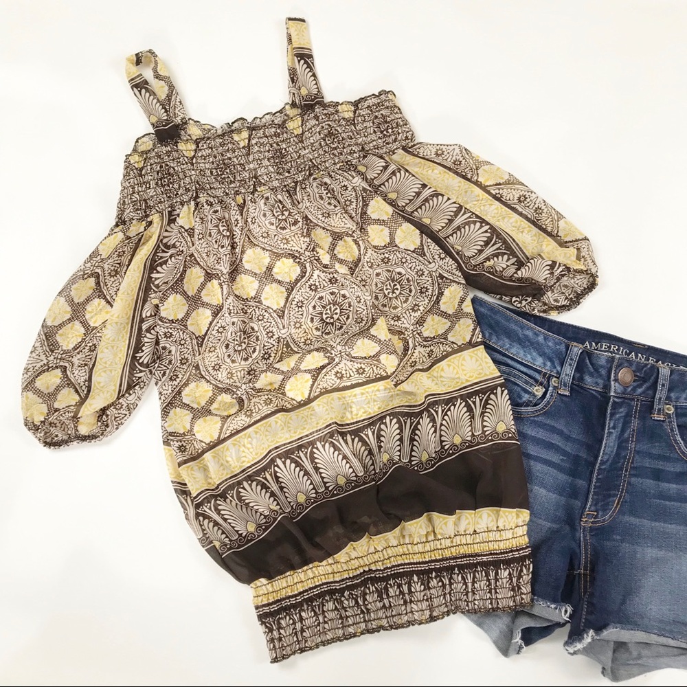 Girl Talk semi-sheer boho top